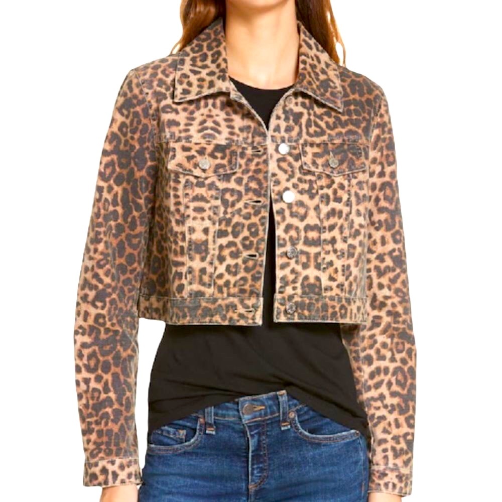 🐆 Veronica Beard Leopard Distressed Denim Jacket
